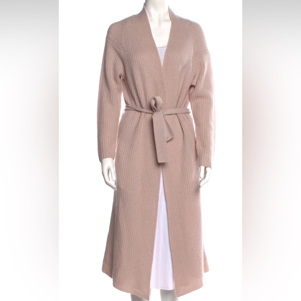 NWT Skull Cashmere 360 belted pockets textured knit sweater duster airport robe